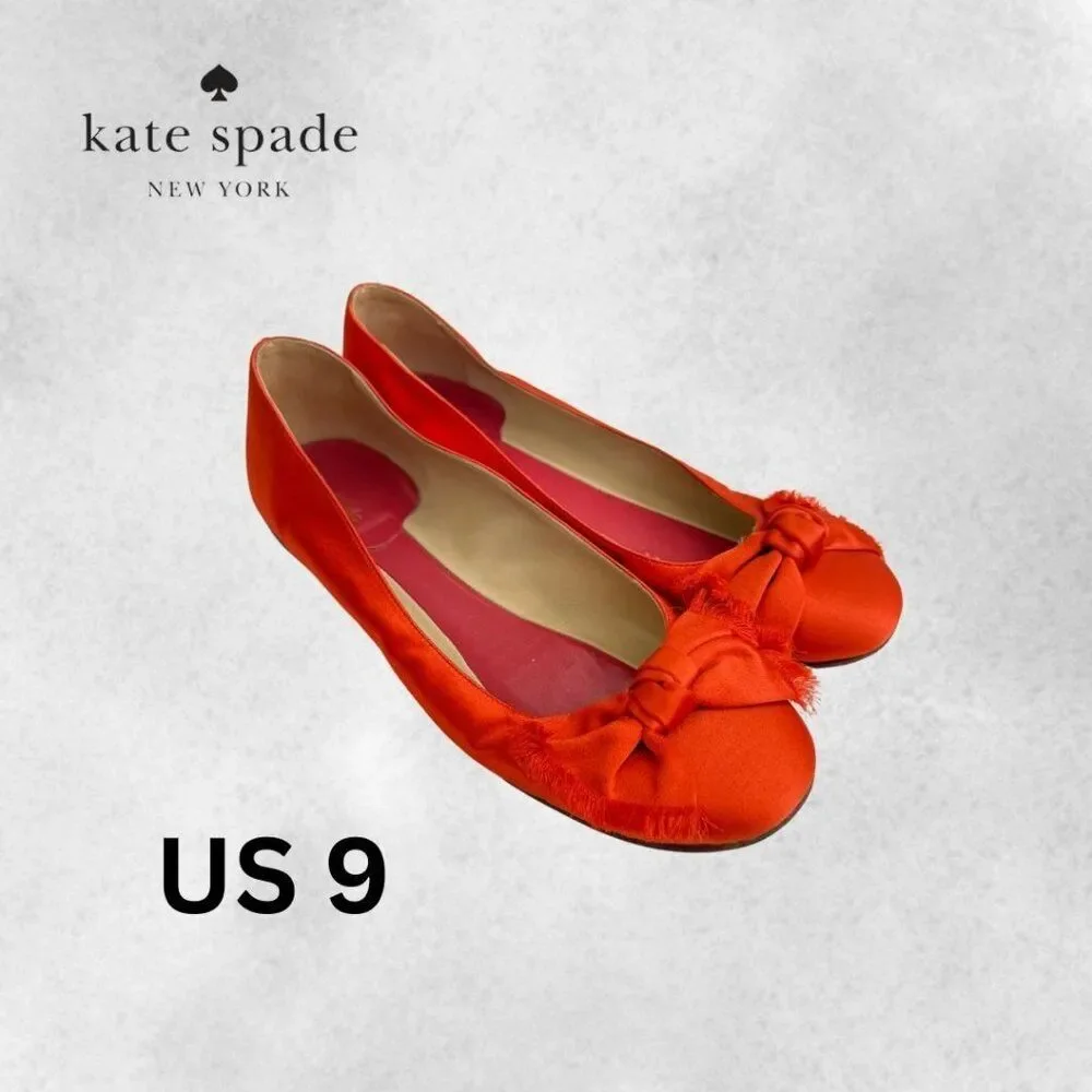 Orange Kate Spade Ballerinas with Bow - Picture 1 of 7